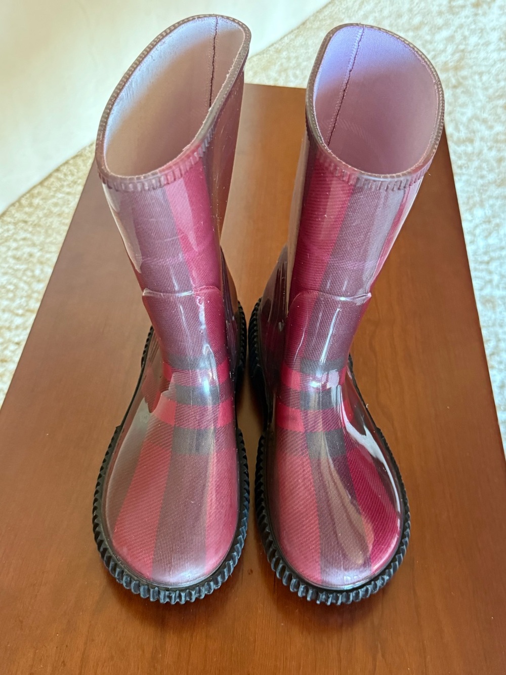 Burberry Rain Boots Girls - Pink Plaid
